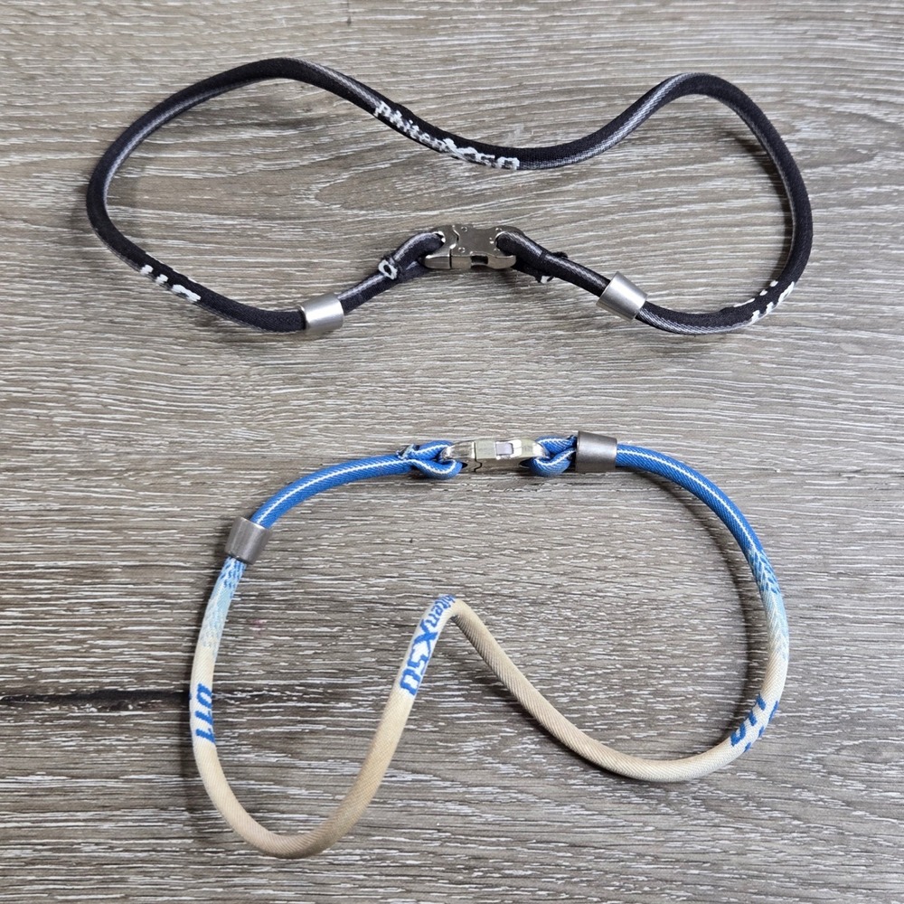 Set of 2 Phiten Rakuwa X50 Titanium Bracelet Black Blue Sports Athletic Wellness